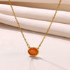 Wholesale Simple Stainless Steel Geometric Opal Oval Women's Clavicle Necklace With Electroplating
