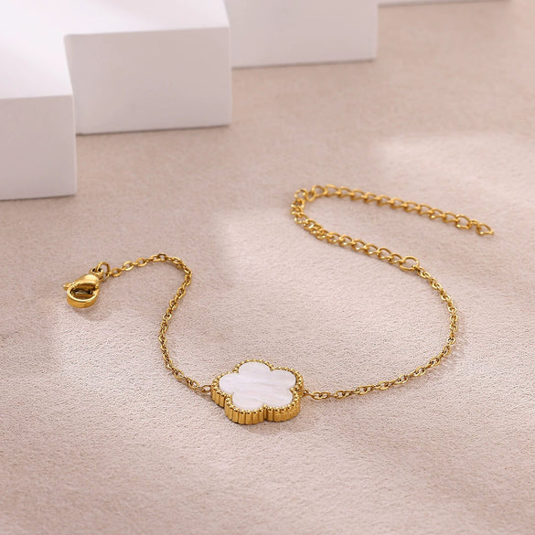 Wholesale Simple Stainless Steel Gold Electroplated Leaf Shape Bracelet For Couples And Women