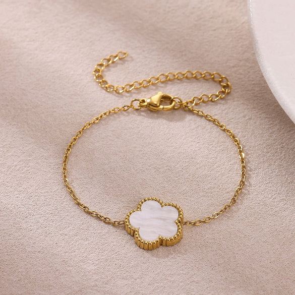 Wholesale Simple Stainless Steel Gold Electroplated Leaf Shape Bracelet For Couples And Women