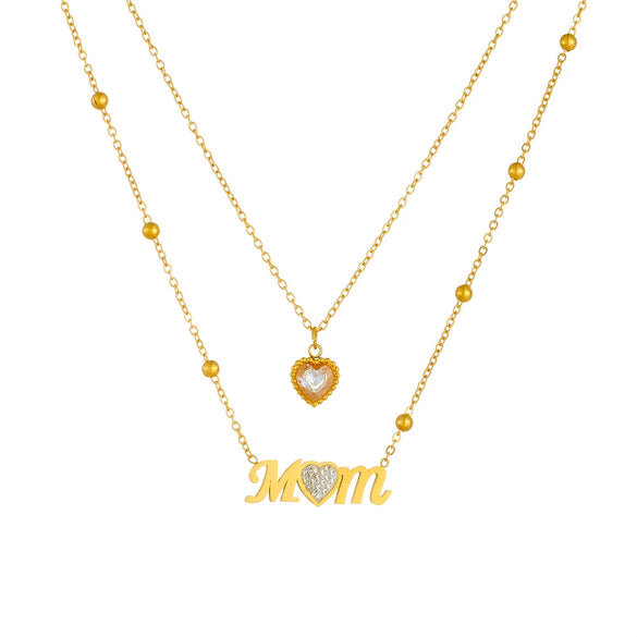 Wholesale Simple Stainless Steel Heart Shape Diamond Letters Love Accessories Chain Stacked Collarbone Necklace For Women With Electroplating