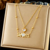 Wholesale Simple Stainless Steel Heart Shape Diamond Letters Love Accessories Chain Stacked Collarbone Necklace For Women With Electroplating
