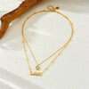 Wholesale Simple Stainless Steel Heart Shape Diamond Letters Love Accessories Chain Stacked Collarbone Necklace For Women With Electroplating