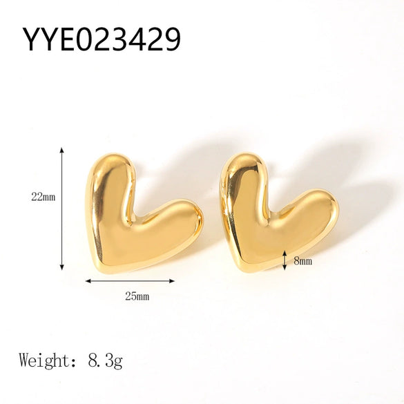 Wholesale Simple Stainless Steel Heartshaped Love Earrings For Women With 18K Gold Plated Vacuum Real Gold Electroplating In Pvd Furnace In Ins Fashion