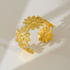 Wholesale Simple Stainless Steel 18K Gold Plated Open Wave Glossy Bracelet For Women