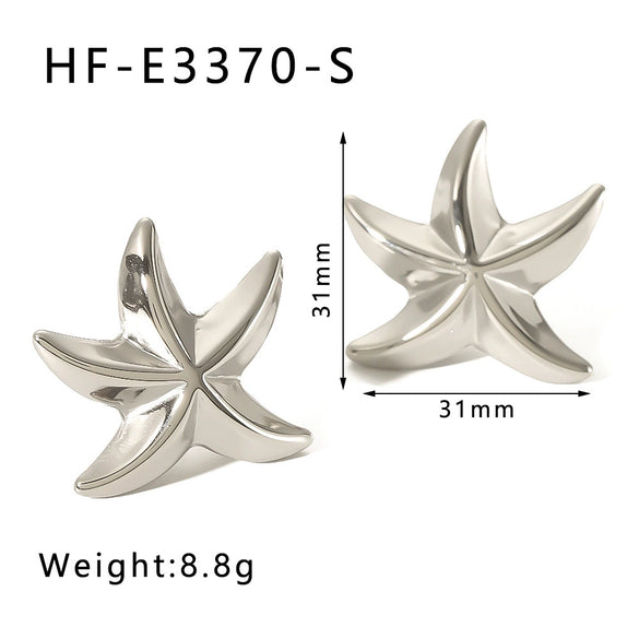 Wholesale Simple Stainless Steel 18K Gold Plated Sea Star Stud Earrings For Women Ocean Series Geometric Style Electroplated
