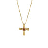 Wholesale Simple Stainless Steel Necklace With Cross And Red Birthstone Furnace Vacuum 18K Color Retention Electroplating