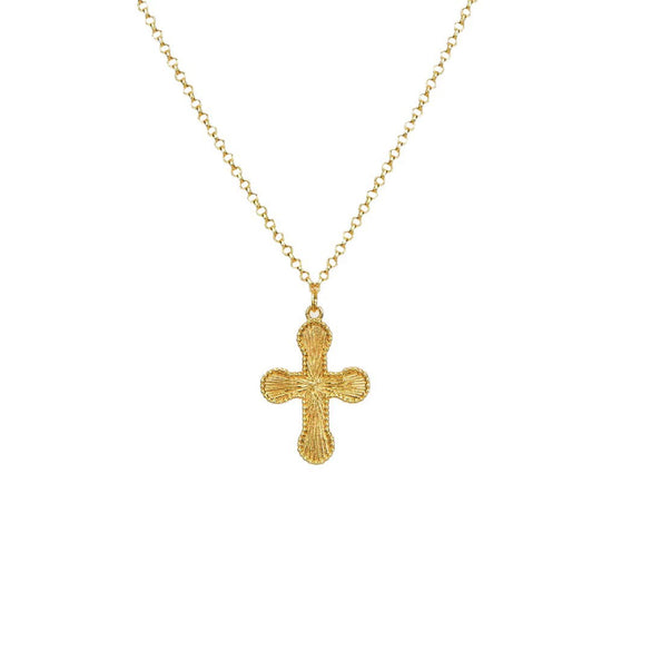 Wholesale Simple Stainless Steel Necklace With Cross And Red Birthstone Furnace Vacuum 18K Color Retention Electroplating