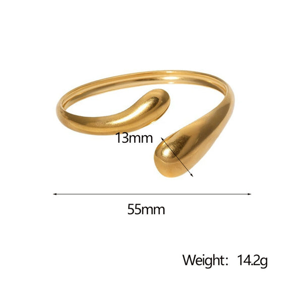 Wholesale Simple Stainless Steel Open Bracelet 18K Gold Plated Electroplated