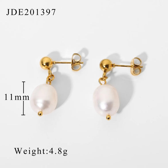 Wholesale Simple Stainless Steel Pearl Pendant Earrings Nihaojewelry