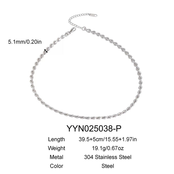 Wholesale Simple Stainless Steel Side Chain Necklace Bracelet Anklet Suit With Electric Polishing And Geometric Design