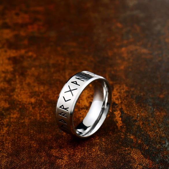 Wholesale Simple Stainless Steel Viking Letters Ring For Men And Women