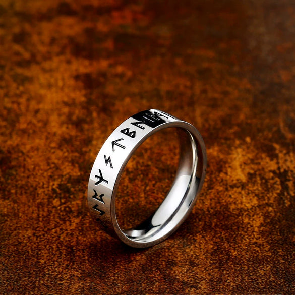 Wholesale Simple Stainless Steel Viking Letters Ring For Men And Women