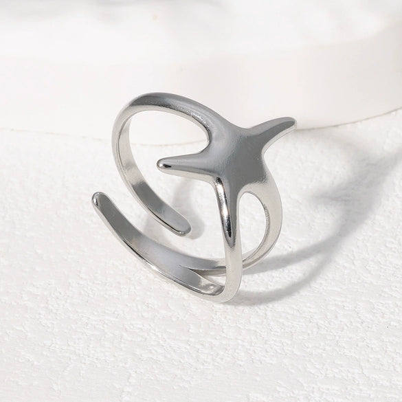 Wholesale Simple Starshaped Stainless Steel Ring For Women With Electroplating