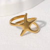Wholesale Simple Starshaped Stainless Steel Ring For Women With Electroplating