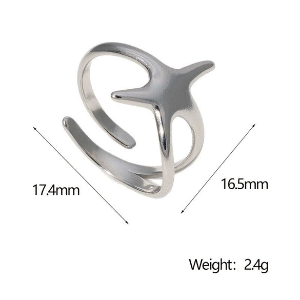 Wholesale Simple Starshaped Stainless Steel Ring For Women With Electroplating