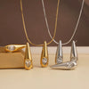 Wholesale Simple Stereo Water Drop Heart Bell Pattern Stainless Steel Titanium Steel Snake Bone Chain Necklace Earrings Set With Electroplating