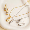 Wholesale Simple Stereo Water Drop Heart Bell Pattern Stainless Steel Titanium Steel Snake Bone Chain Necklace Earrings Set With Electroplating
