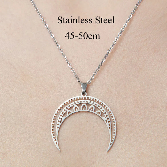 Wholesale Simple Style Clouds Star Moon Stainless Steel Titanium Steel Polishing Plating Pendant Necklace