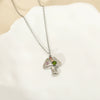 Wholesale Simple Style Colorful Zircon Mushroom Pendant Titanium Steel Necklace Electroplated With 18K Gold For Women