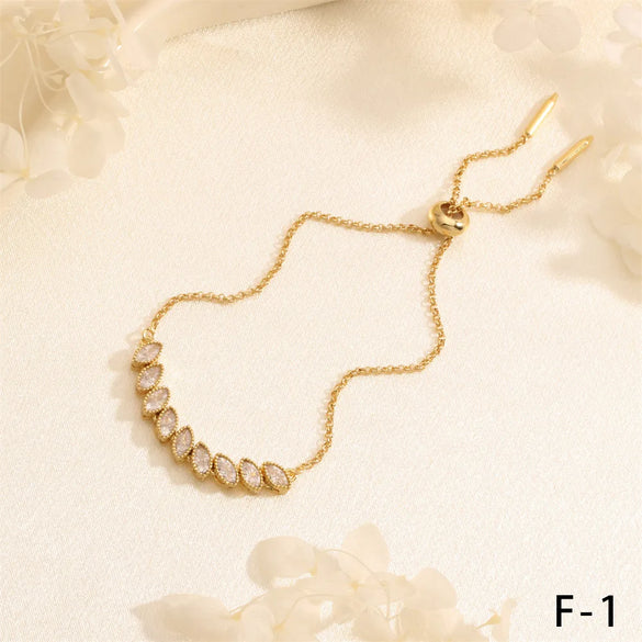 Wholesale Simple Style Commute Round Square Heart Shape Copper Plating Inlay 18K Gold Plated Zircon Bracelets