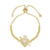 Wholesale Simple Style Copper Heart Pendant Goldplated Bracelet
