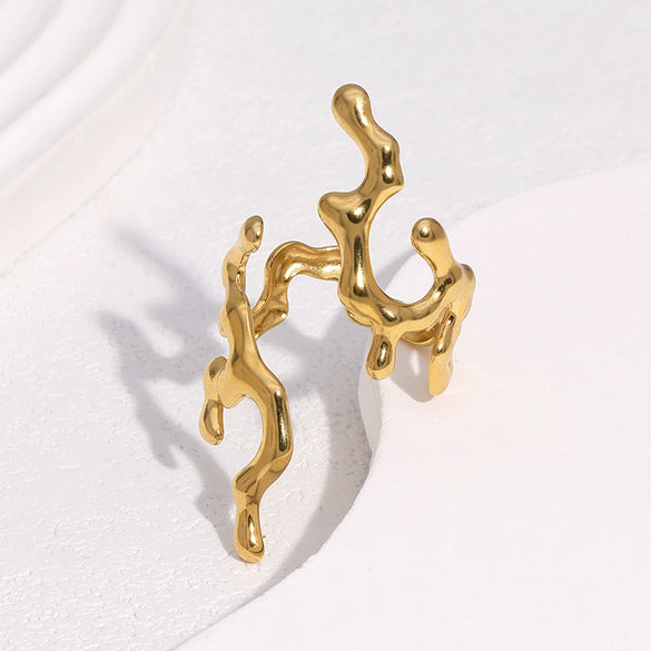 Wholesale Simple Style Electroplated Stainless Steel Flower Pattern Ring And Bracelet For Women