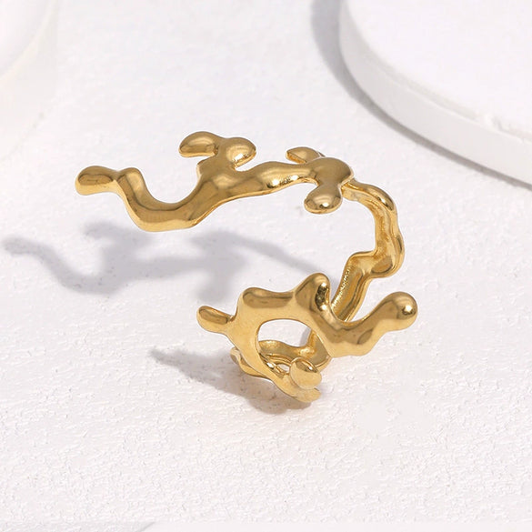 Wholesale Simple Style Electroplated Stainless Steel Flower Pattern Ring And Bracelet For Women
