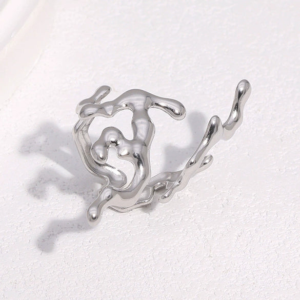 Wholesale Simple Style Electroplated Stainless Steel Flower Pattern Ring And Bracelet For Women