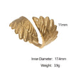 Wholesale Simple Style Electroplated Stainless Steel Wings Open Ring Women's Hand Jewelry