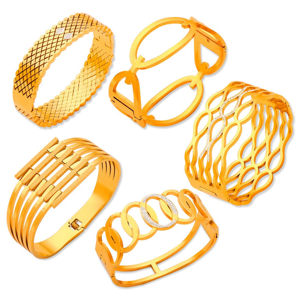 Wholesale Simple Style Hollow Titanium Steel Electroplated Bracelet Jewelry