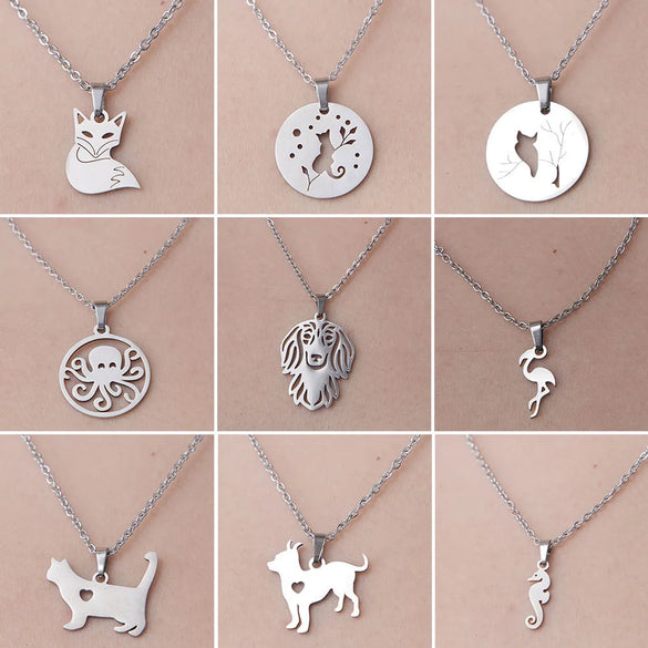 Wholesale Simple Style Letter Dog Cat Stainless Steel Titanium Steel Polishing Plating Pendant Necklace