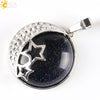 Wholesale Simple Style Natural Semiprecious Stone And Copper Accessories Pendant Necklace With Hollow Back Round Moon Star Design For Women