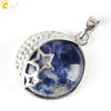 Wholesale Simple Style Natural Semiprecious Stone And Copper Accessories Pendant Necklace With Hollow Back Round Moon Star Design For Women
