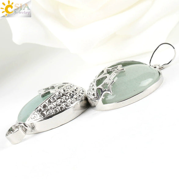 Wholesale Simple Style Natural Semiprecious Stone And Copper Accessories Pendant Necklace With Hollow Back Round Moon Star Design For Women