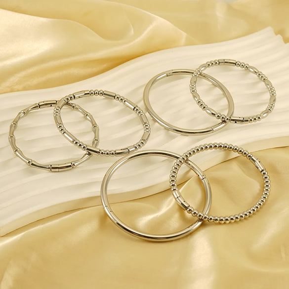 Simple Style Solid Color Stainless Steel Plating 18k Gold Plated Bangle