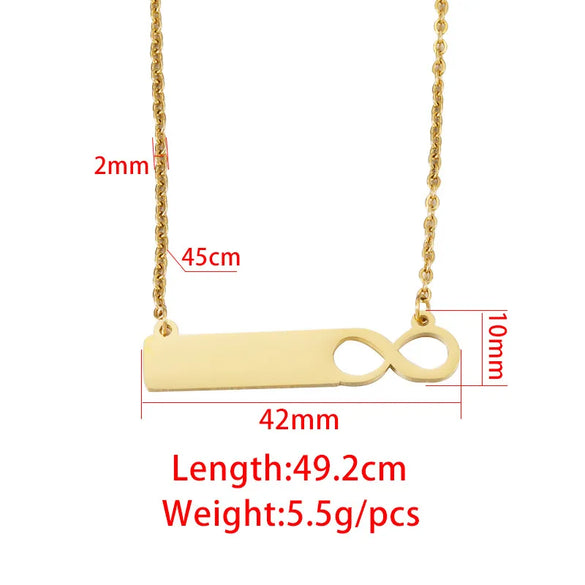 Wholesale Jewelry Simple Style Customization Laser Engraving Solid Color Stainless Steel 18K Gold Plated Plating Pendant Necklace Cable Chain