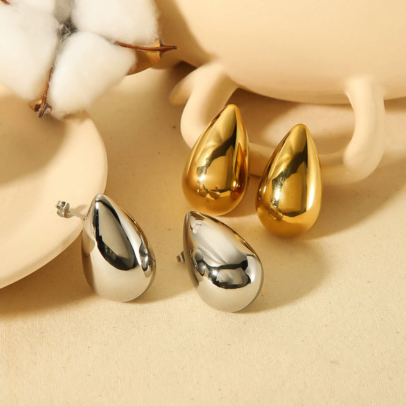 Wholesale Simple Style Stainless Steel Electroplated Dropshaped Women's Earrings