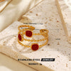 Wholesale Simple Style Stainless Steel Red Oil Dropping Love And Bow Ring With Electroplating Geometric And Heart Shape For Ladies And Unisex