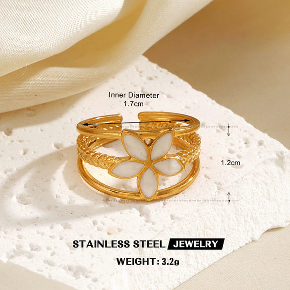 Wholesale Simple Style Stainless Steel White Oil Drop Round Ring For Women With Geometric Pattern And Electroplating
