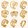 Wholesale Simple Style Stainless Steel White Oil Drop Round Ring For Women With Geometric Pattern And Electroplating