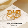 Wholesale Simple Style Stainless Steel White Oil Drop Round Ring For Women With Geometric Pattern And Electroplating