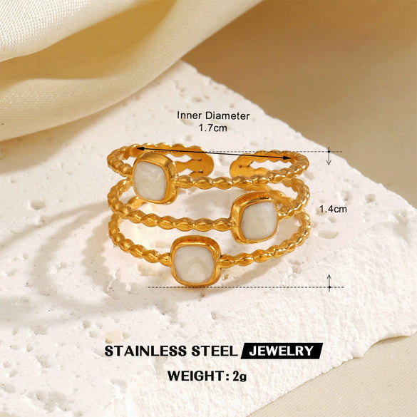 Wholesale Simple Style Stainless Steel White Oil Drop Round Ring For Women With Geometric Pattern And Electroplating