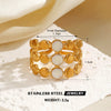 Wholesale Simple Style Stainless Steel White Oil Drop Round Ring For Women With Geometric Pattern And Electroplating