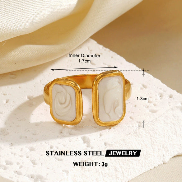 Wholesale Simple Style Stainless Steel White Oil Drop Round Ring For Women With Geometric Pattern And Electroplating