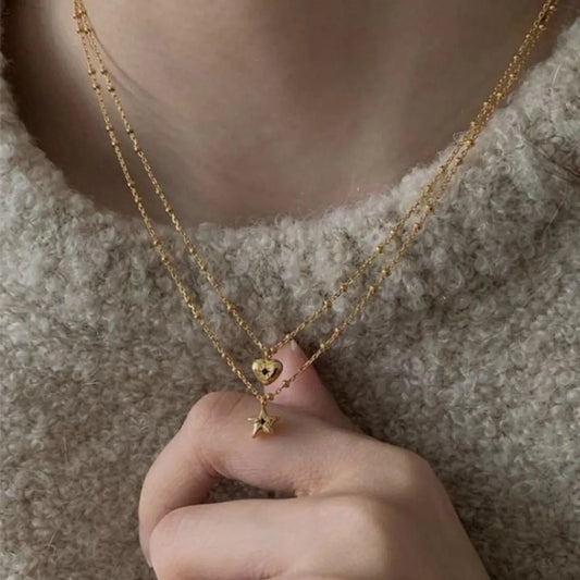Simple Style Star Crown Stainless Steel Inlay Zircon Pendant Necklace