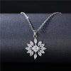 Stainless Steel Titanium Steel White Gold Plated Simple Style Plating Inlay Water Droplets Flower Zircon Pendant Necklace