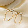 Wholesale Simple Sweet Geometric Bow Tie Design Electroplated Titanium Steel Jewelry Set For Women