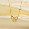 Wholesale Simple Sweet Geometric Bow Tie Design Electroplated Titanium Steel Jewelry Set For Women