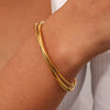 Wholesale Simple Temperament Double Layer Cross Opening Bracelet For Women Stainless Steel 18K Gold Plated Electroplated