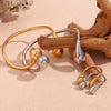 Wholesale Simple Temperament Niche Stainless Steel 18K Gold Plated Double Water Drop Head Open Bracelet For Women